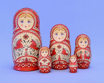 Фото Матрёшка 5-кукольная (Мезенская роспись) 21 см № 14