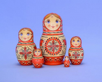 Фото Матрёшка 5-кукольная (Мезенская роспись) 15 см № 3